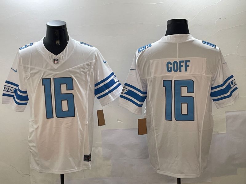 Men Detroit Lions #16 Goff White three generations 2024 Nike Limited NFL Jersey style 1